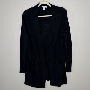 Nordstrom Women's Black Merino Wool Blend Open Cardigan Size S